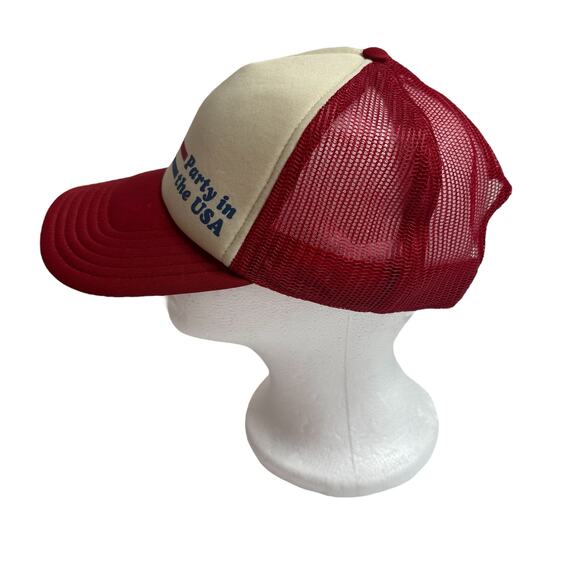 JUNK FOOD Party in the USA Retro Mesh SnapBack Hat Cap Adult One Size Red White - Picture 2 of 8